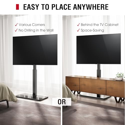 AOKCOS Black Swivel & Height-Adjustable TV Floor Stand for 43-75 Inch TVs - Extra Tall Corner Mount