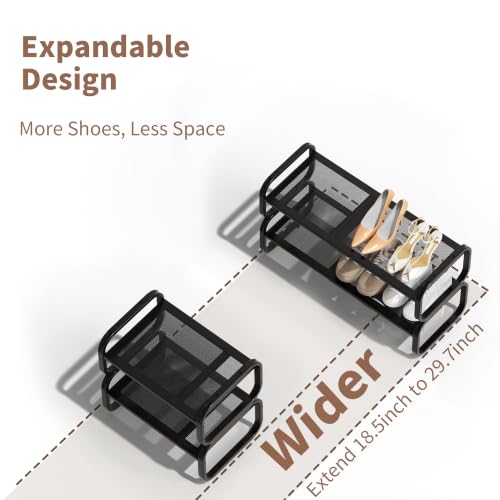 2-Tier Expandable Shoe Rack - Adjustable Closet & Entryway Organizer