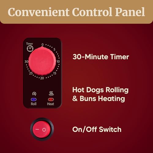 Elite Gourmet 8 Hot Dog Roller & Toaster Oven with Auto Shut-Off, Red