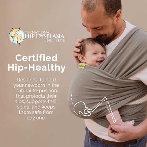 Baby Wrap Carrier - Stretch Cotton Newborn Sling Grey - Ergonomic & Hip-Healthy