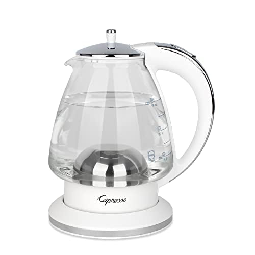 Capresso H2O Glass Kettle, 240.02, White and polished chrome, 48