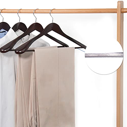 Nature Smile Mahogany Wooden Suit Hangers 6 Pack – Extra Wide Shoulder, Non-Slip Bar, 360° Swivel Hooks