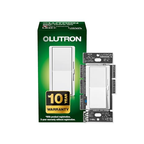 Lutron Diva LED+ White Dimmer Switch - Single Pole & 3-Way Paddle, 1 Pack
