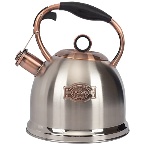 Silver Whistling Stovetop Tea Kettle 3.0 Qt Food Grade Stainless Steel - Fast Boil