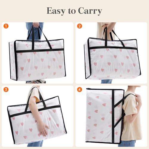 60L Clear Clothes Storage Bags - Foldable Garment & Blanket Organizer - Heavy-Duty PVC, Transparent, Reinforced Handles - Lifewit 4 Pack