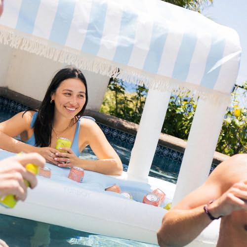 FUNBOY Light Blue Giant Floating Cabana Drink Station with Removable Shade