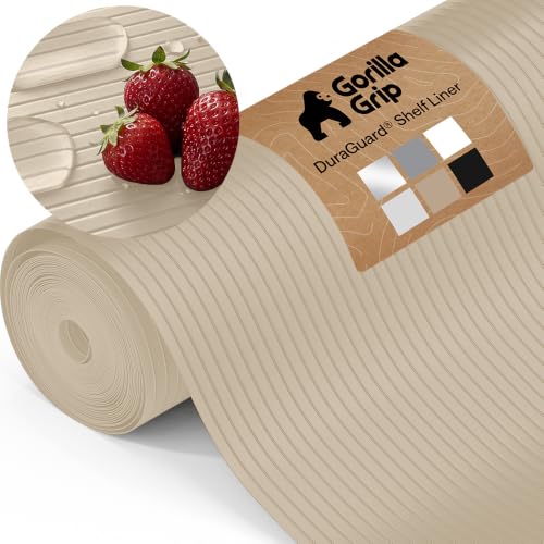 Gorilla Grip Waterproof Non-Adhesive Shelf Liner 12x10ft, Beige