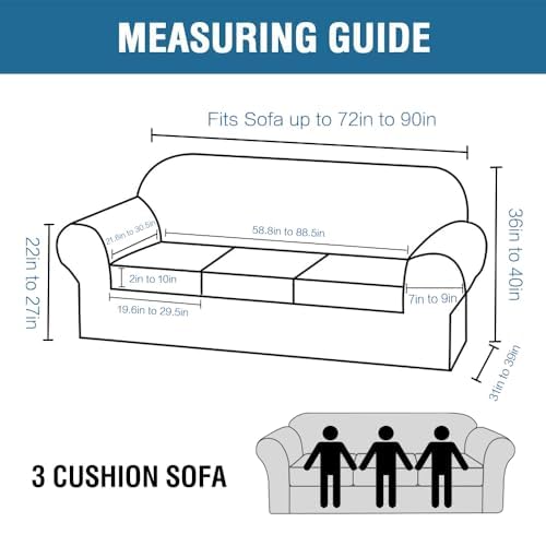 Velvet Sofa Slipcover 4 Piece for 3 Cushion Sofa Up to 90 Inch - French Oak