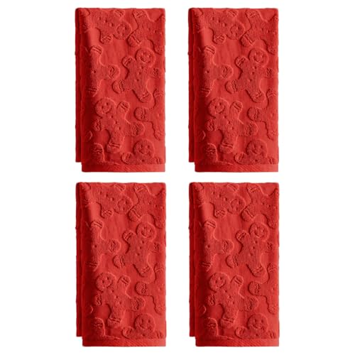 Artoid Mode 4 Pcs Red 13.7 x 29.5 in 100% Cotton 3D Jacquard Hand Towels