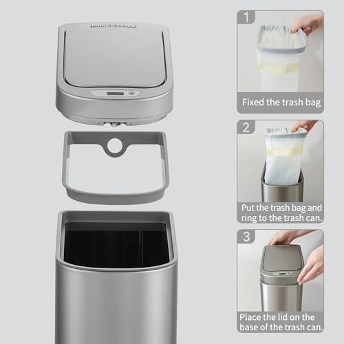 Ninestars Small Automatic Motion Sensor Bathroom Trash Can, 1.8