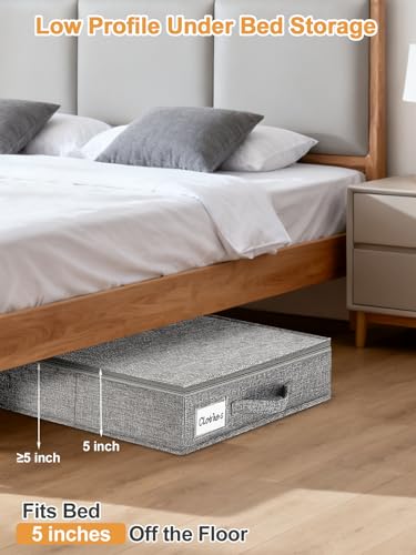 Punemi 5 Inch Low Profile Under Bed Storage Bin - Grey 2 Pack