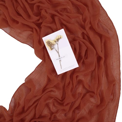 Terracotta Cheesecloth Table Runner 10ft Boho Gauze Runner for Thanksgiving Fall Wedding Baby Bridal Shower Party Decorations 32x120 Inches Long Rustic Cheese Cloth Table Runner