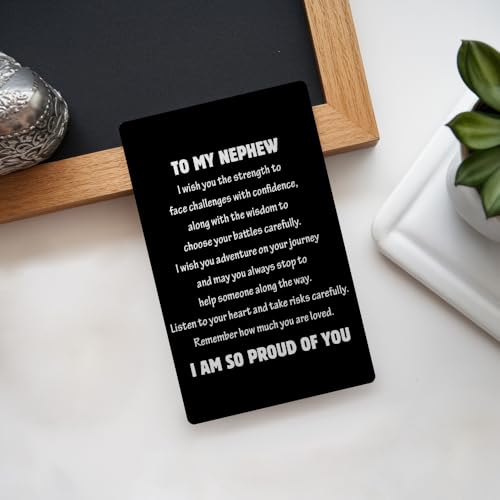 Personalized Wallet Card for Nephew - Inspirational Gift from Auntie, Graduation, Valentine's, Christmas
