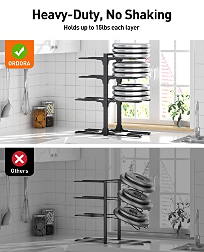 ORDORA 20.8-Inch Black Under Cabinet Pot and Pan Organizer - Adjustable, Heavy-Duty