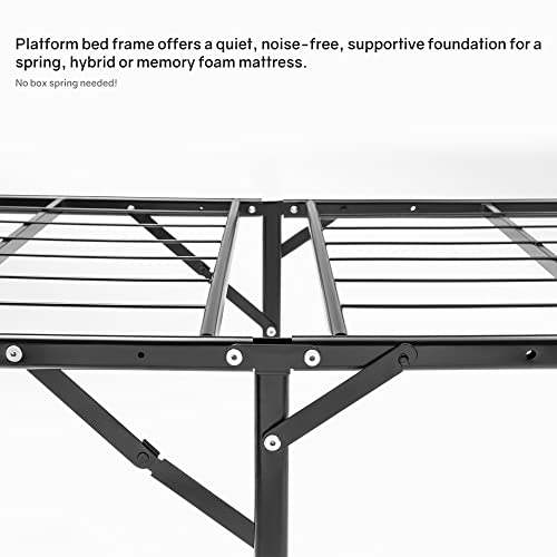 Nutan 14-Inch Foldable Metal Platform Bed Frame Twin Black No Box Spring Needed