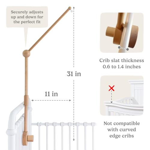 Baby Crib Mobile Arm - Beechwood Mobile Hanger for Cribs & Bassinets - 31 Inch, Variation of Mobile Holder Arm