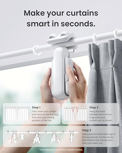 SwitchBot Automatic Curtain Opener Rod Version Bluetooth Smart Control with App & Timer