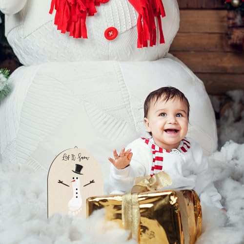 Beeveer Christmas Baby Footprint DIY Mistletoe Snowman Sign (Snowman)