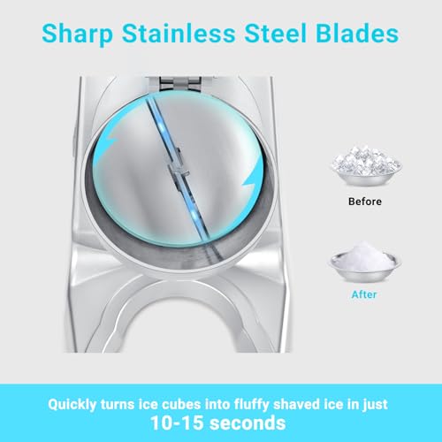 Hurmovae Dual Blade Electric Ice Shaver Machine - Silver, 178 lbs/hr