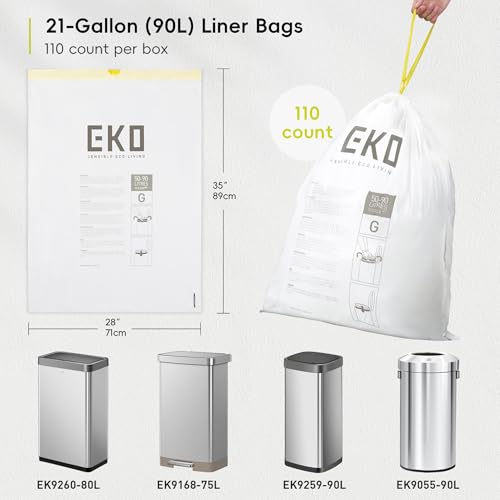 EKO 21 Gallon Extra-Strong XL Tall Kitchen Trash Bags - 110 Count, Code G, Heavy Duty