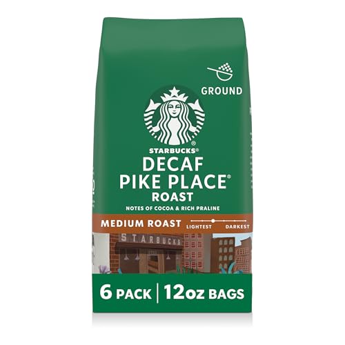 Starbucks Decaf Pike Place Roast Ground Coffee - 12oz Pack of 6, Medium Roast