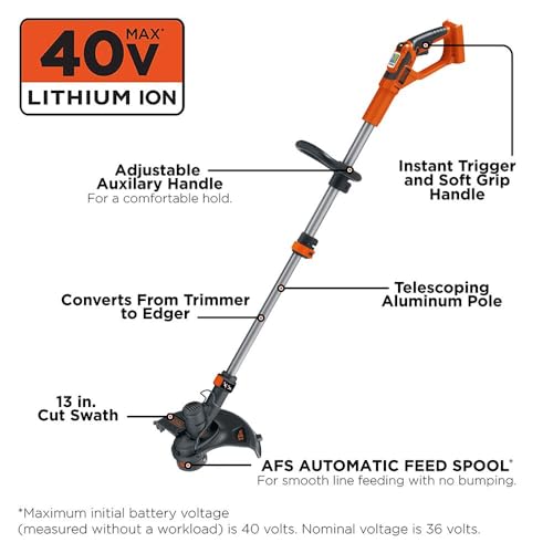BLACK+DECKER 40V MAX String Trimmer & Edger Bare Tool - 13 Inch, Battery & Charger Not Included