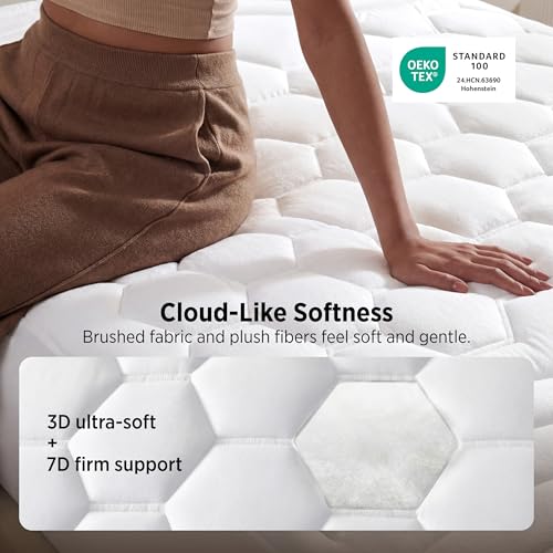 Bedsure King Mattress Pad with Deep Pocket, White, 78x80 Inches