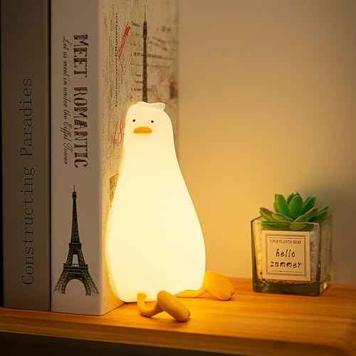 Duck Night Light Silicone, Lying Flat Duck Night Lamp, Kids Room Decor Atmosphere Night Light, Baby Nursing Bedside Touch Lamp£¬Rechargeable and Dimmable LED Light, Cute Christmas Gift.