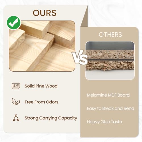 4 Cube Storage Organizer with 2 Bins - Solid Wood Cube Shelf for Bedroom, Living Room, Office - Variation of THIS listing