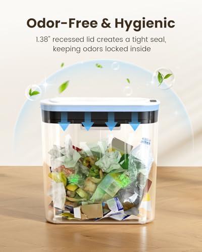 Cesun 5 Gallon White Touchless Bathroom Trash Can with Lid, Automatic Sensor