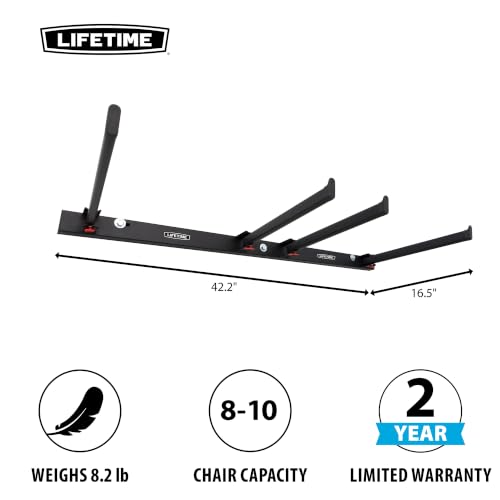 Wall Mounted Chair Rack for Folding Chairs - Black Steel, Holds 10