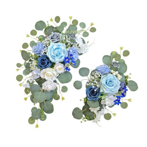 Artificial Wedding Arch Flowers Set - Blue Flower Garlands for Wedding & Party Decor