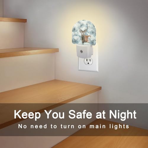sndheke Night Light with Dusk-to-Dawn Sensor, Plug-In Deer 34 Color