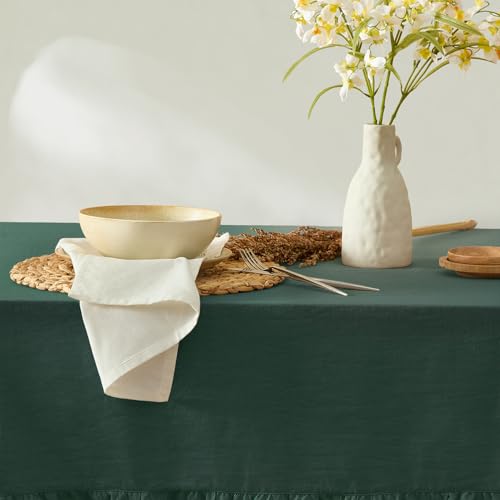 Monday Moose Teal Green Ruffle Farmhouse Rustic Cotton Tablecloth 60x120 Inches