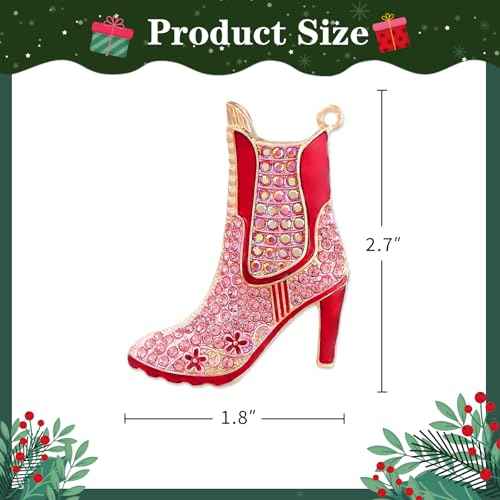 Pink High Heel Christmas Ornament 2025 Crystal High Heel Shoe Ornament for Christmas Tree Decorations Xmas Gifts for Women Girlfriend Sister Girl Mom Bestie Girlfriend Rhinestone Xmas Ornament