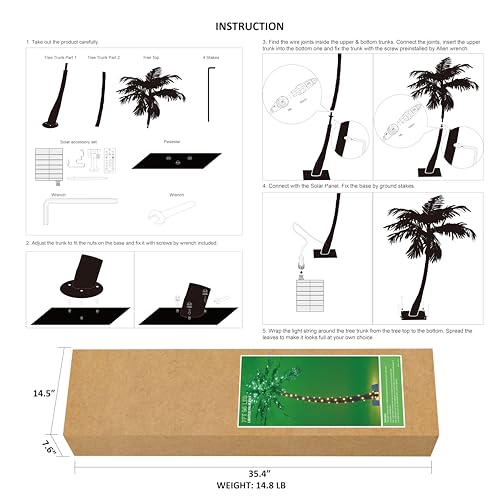 7 Feet Palm Tree with 152 LED Lights Artificial Outdoor Decoration - Green