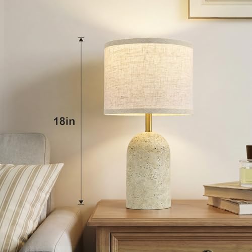 GyroVu Beige Resin Table Lamps Set of 2 - 18-Inch Bedside & Living Room Lighting