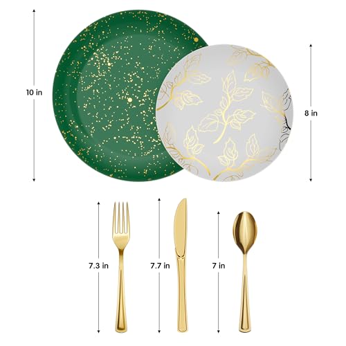 Trendables Disposable Christmas Plates Set 100 Pcs with Cutlery - Holiday Dinnerware