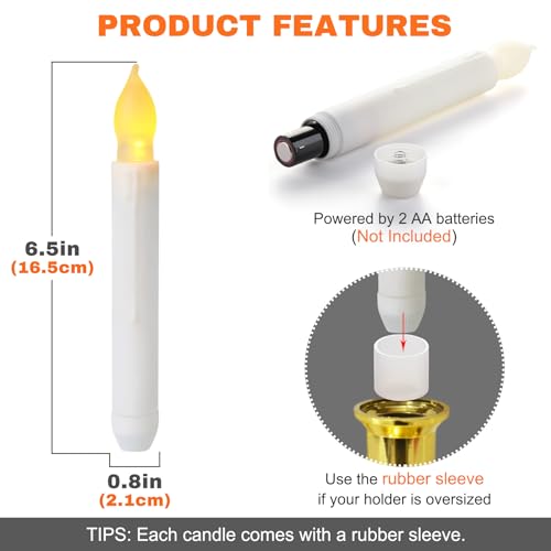 Yakpo 48-Pack LED Taper Candles Battery Operated, Flameless Hanging Floating Candles for Halloween & Holidays - 6.5in