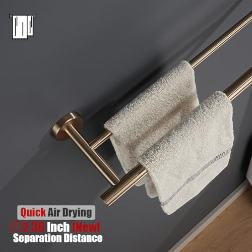 Bathroom Hardware Set 5-Piece Towel Bar Toilet Paper Holder Champagne Bronze Wall Mount