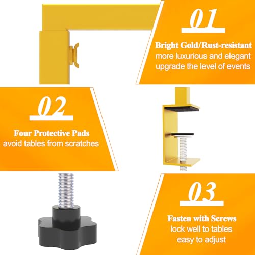Xiomot 2-Pack Gold Over Table Rod Stand with Clamp Adjustable Banner Arch