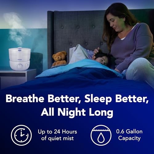 Vicks EasyCare Top Fill Cool Mist Humidifier for Bedrooms, Filter-Free