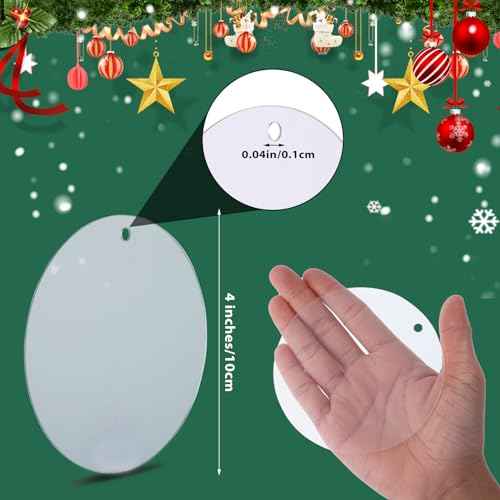 10Pcs Acrylic Ornament Blanks 4 Inch Circle Clear Blanks Round Transparent Disc Blanks with Hole for DIY Keychain Vinyl Crafts Christmas Decor Engraving Painting