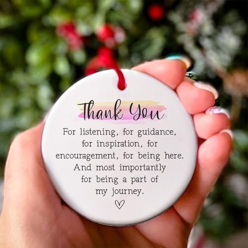 Thank You Christmas Ornament - Ceramic Hanging Gift for Coworker, Boss, Teacher, Friend
