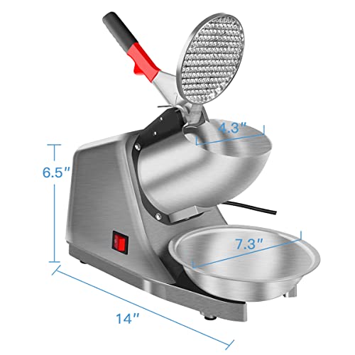 Reespring Electric Snow Cone Machine with 4 Blades - Shaved Ice Maker, 300W, Includes Ice Pick & Syrup Dispensers