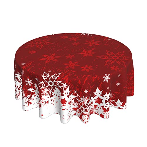 SHAPTOY Red Christmas Round Tablecloth 60 Inch Snowflake Holiday Decor