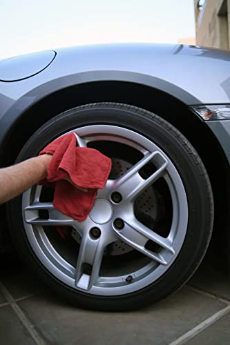 Red Cotton Shop Towels 14x12 Inches Pack of 150 - Absorbent Multi-Purpose Cleaning Rags