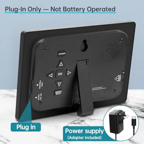 Soobest 7” Black Dementia Digital Clock for Seniors Large Display with Alarm & Auto Brightness