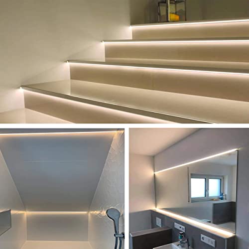 6-Pack 3.3ft LED Channel for Drywall and Tile Edges - Includes Milky Diffuser