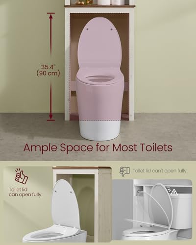 VASAGLE Rustic White Over-the-Toilet Storage Cabinet with Adjustable Shelves, 23.6''W